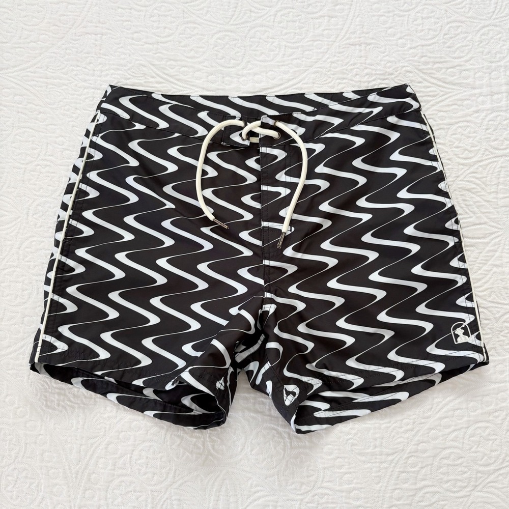 Dandy Del Mar Riviera Swim Trunks, Onyx Tidal Stripe Sz 31